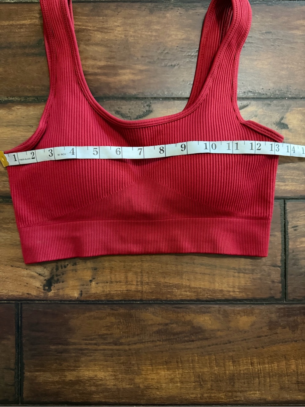 Like New Ribbed Red Athletic Crop Top & High-Waist Bike Shorts Set - Picture 2 of 7